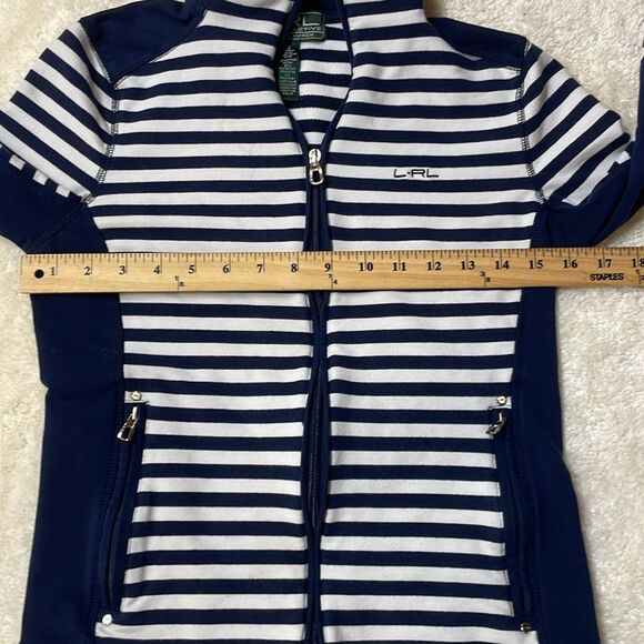 Lauren Ralph Lauren Active Navy/White Striped Full-Zip Jacket Sz S - Picture 5 of 6